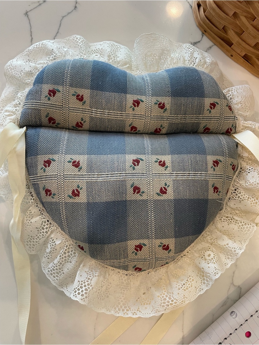 Red River Sampler Handcrafted Wood Heart Shaped Sewing Basket, Clarksville, TN - Picture 9 of 12